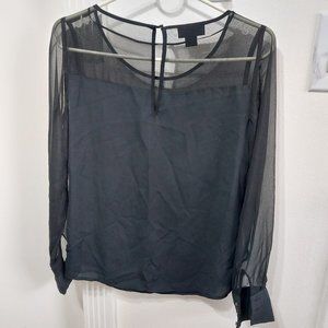 Women's Metaphor Sheer Blouse Black See Thru Top Part Extra Small